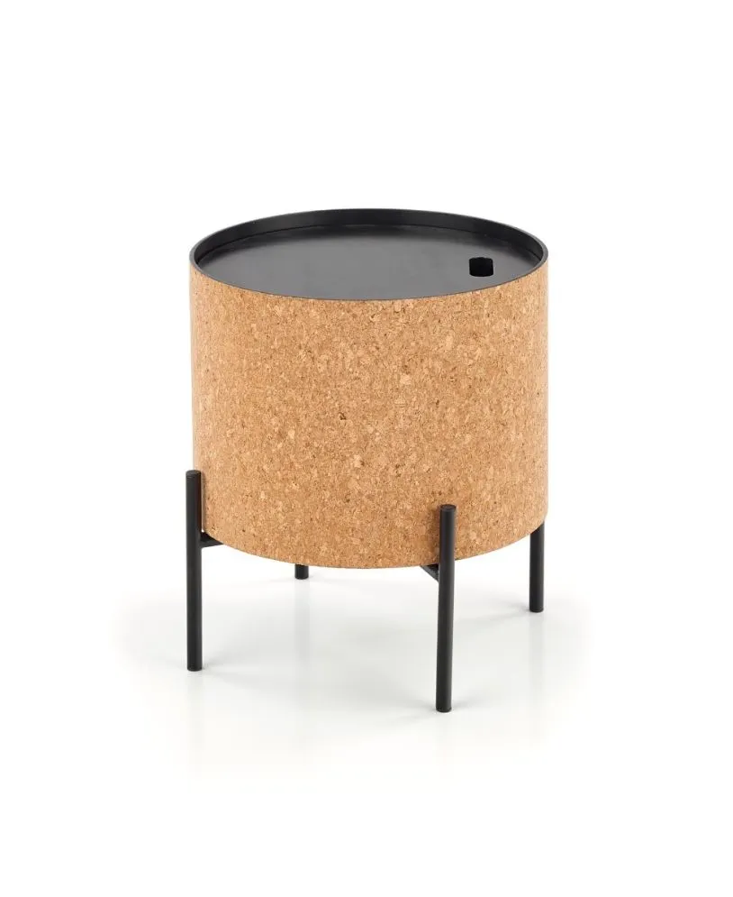 Stolik kawowy SASHA 38x38 naturalny/czarny ze schowkiem do salonu | MIRAT. styl LOFT