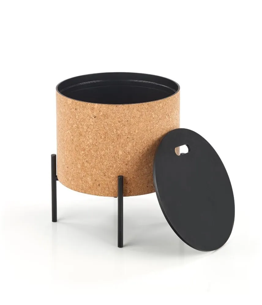 Stolik kawowy SASHA 38x38 naturalny/czarny ze schowkiem do salonu | MIRAT. styl LOFT