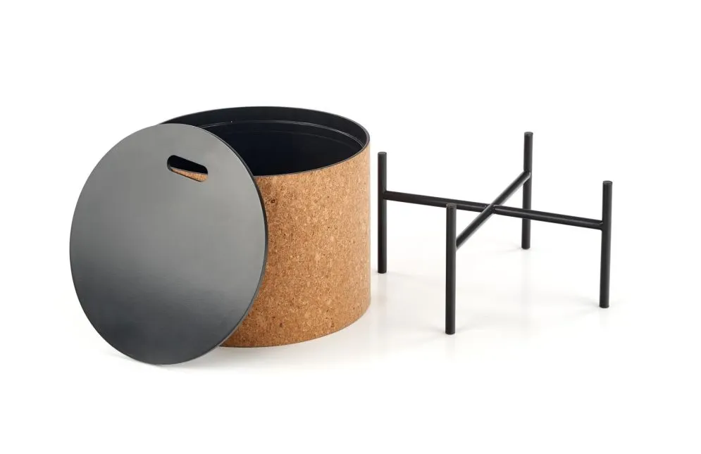 Stolik kawowy SASHA 38x38 naturalny/czarny ze schowkiem do salonu | MIRAT. styl LOFT