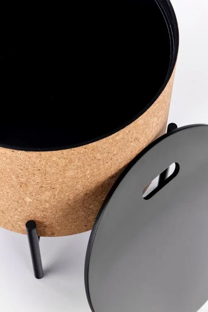 Stolik kawowy SASHA 38x38 naturalny/czarny ze schowkiem do salonu | MIRAT. styl LOFT