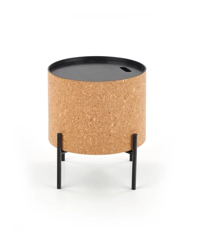 Stolik kawowy SASHA 38x38 naturalny/czarny ze schowkiem do salonu | MIRAT. styl LOFT