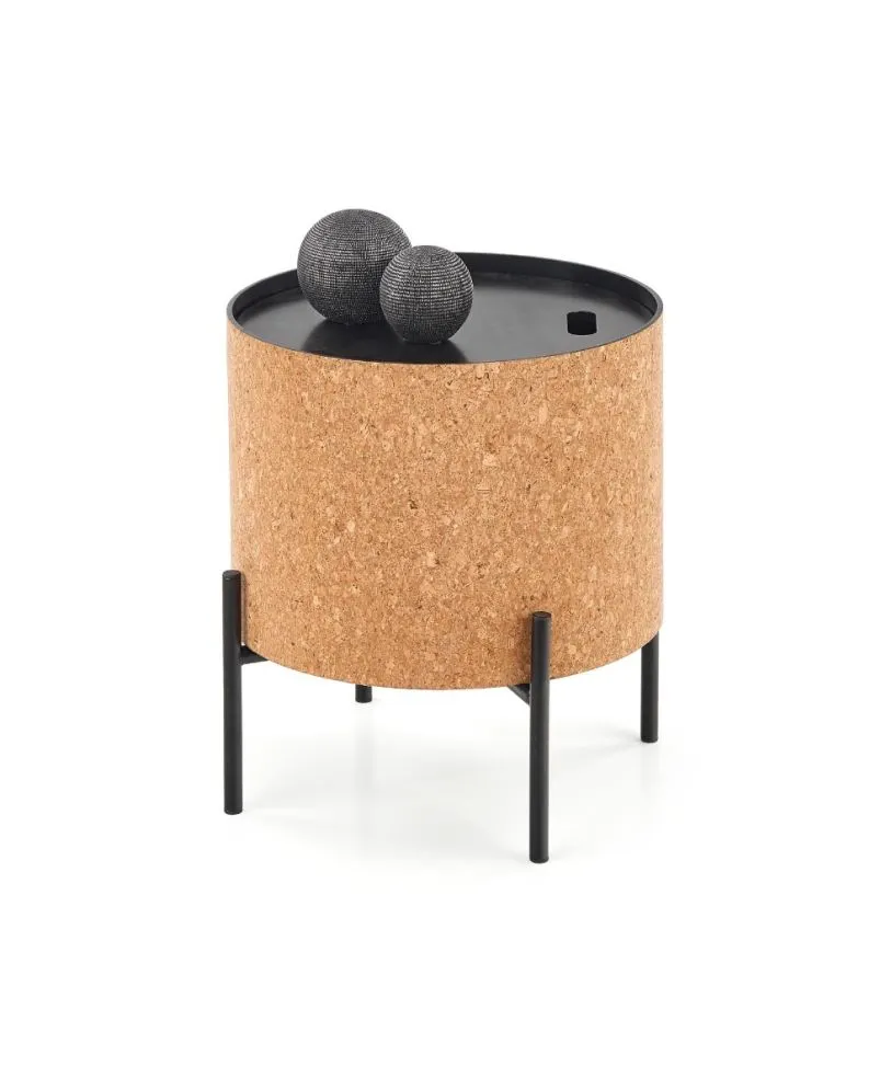 Stolik kawowy SASHA 38x38 naturalny/czarny ze schowkiem do salonu | MIRAT. styl LOFT