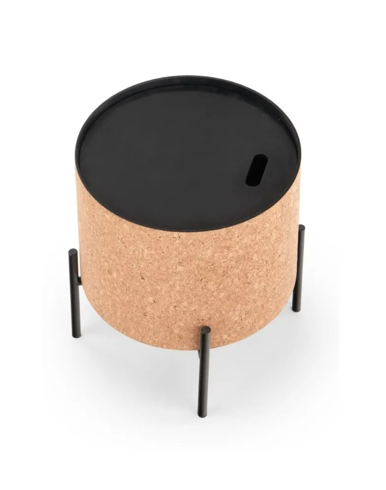 Stolik kawowy SASHA 38x38 naturalny/czarny ze schowkiem do salonu | MIRAT. styl LOFT