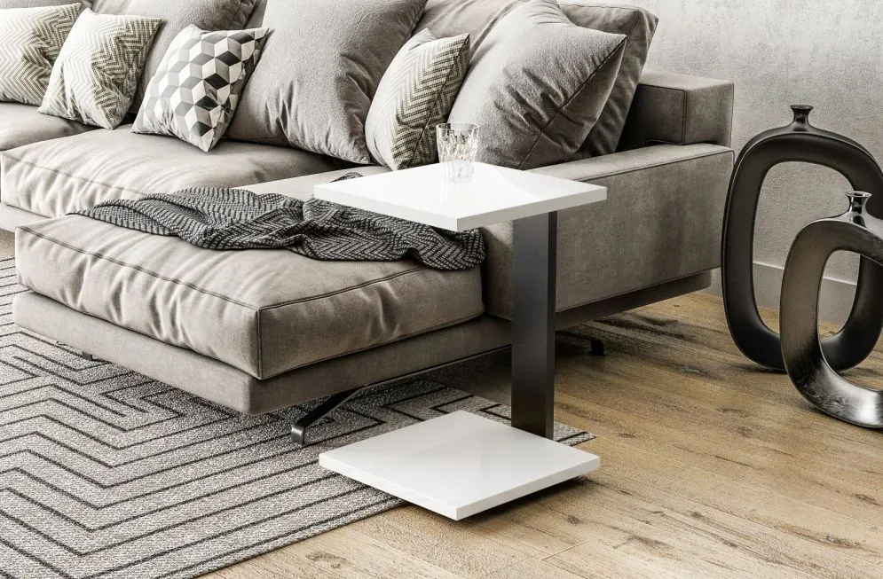 Stolik kawowy SATURN 40x40 biały połysk do salonu I sklep meblowy MIRAT.