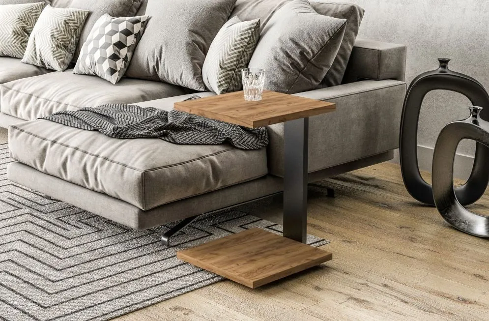 Stolik kawowy SATURN 40x40 dąb złoty craft do salonu I sklep meblowy MIRAT. styl LOFT