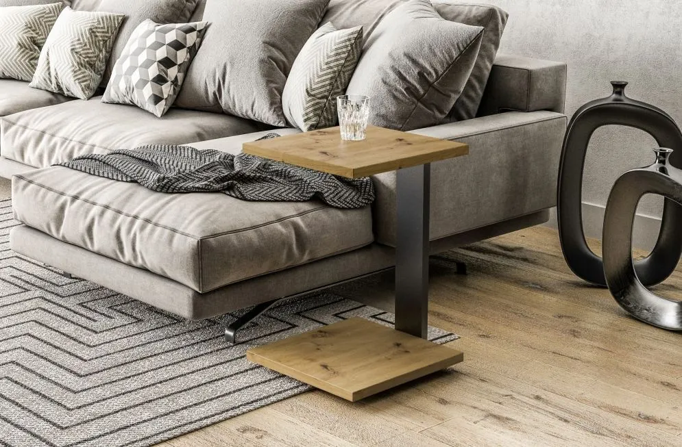 Stolik kawowy SATURN 40x40 dąb artisan w stylu industrialnym I sklep meblowy MIRAT. styl LOFT