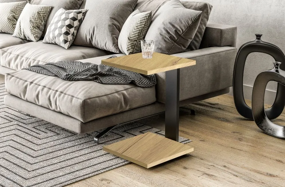 Stolik kawowy SATURN 40x40 dąb natura polskiej produkcji I sklep meblowy MIRAT. styl LOFT