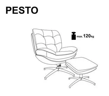 Fotel tapicerowany PESTO szary obrotowy z podnóżkiem pikowany I sklep meblowy MIRAT.