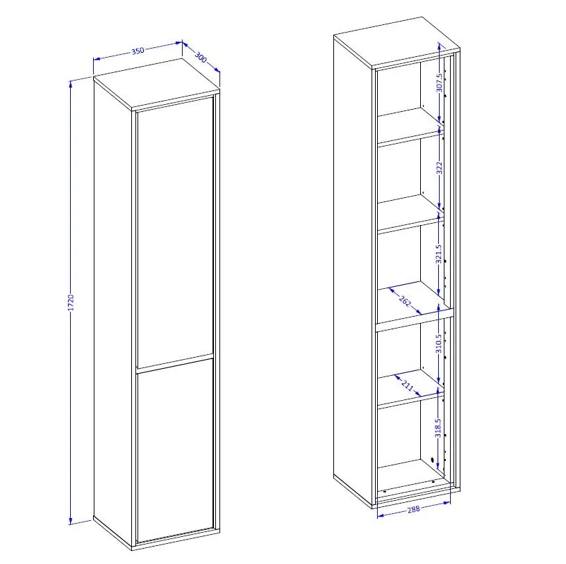 Szafka łazienkowa GAJA 2D 35cm biały połysk/czarna wysoka I sklep meblowy MIRAT.