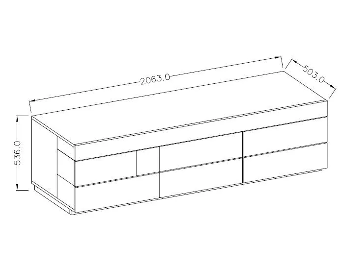 Szafka RTV SILKE 6S 206cm matera/dąb wotan szeroka I sklep meblowy MIRAT. styl SKANDYNAWSKI