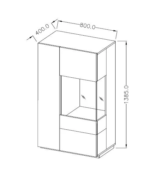Trwała witryna niska SILKE 2D 80cm matera/dąb wotan prawa I sklep meblowy MIRAT. styl SKANDYNAWSKI kolekcja SILKE