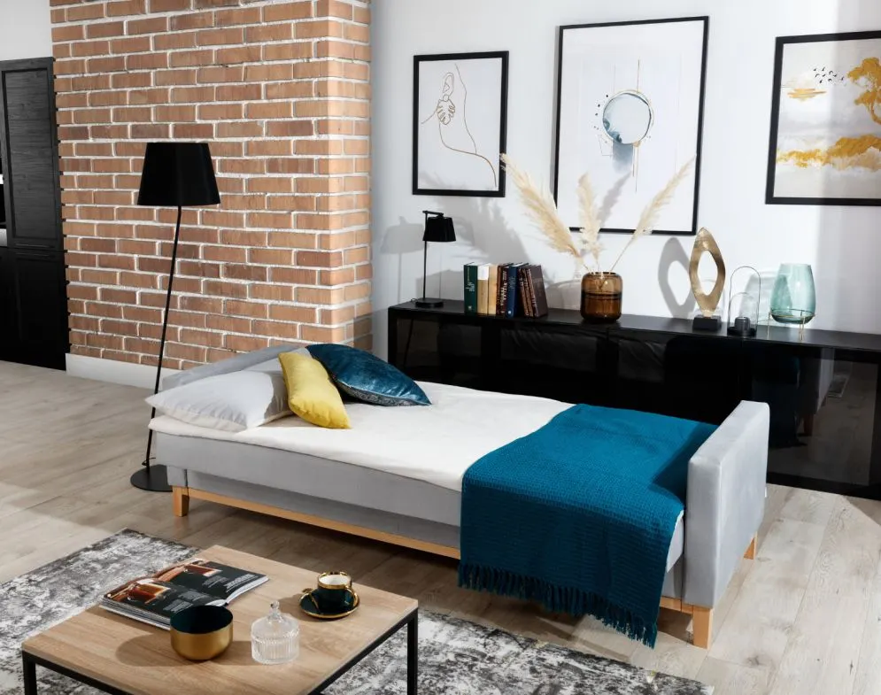 Sofa rozkładana z funkcją spania SELENE VELVET zielona w stylu glamour | MIRAT.