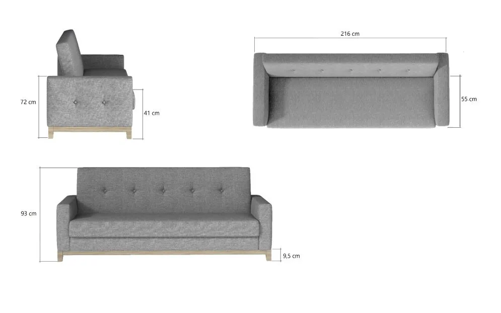 Sofa rozkładana z funkcją spania SELENE VELVET zielona w stylu glamour | MIRAT.