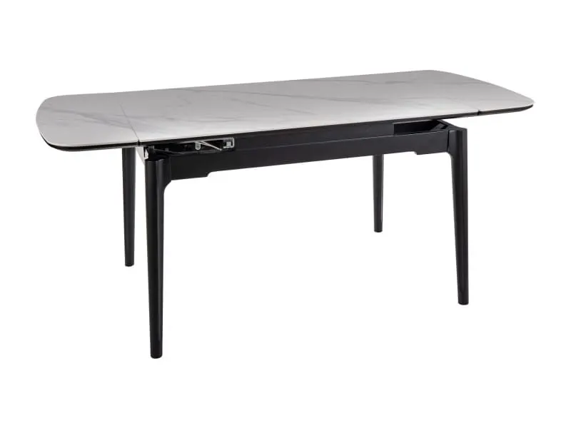 Stół ceramiczny Sento 120-180 cm biały marmur/ czarny rozkładany | MIRAT styl LOFT