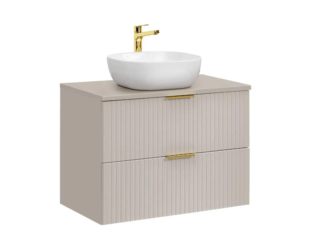 Szafka pod umywalkę ADEL CASHMERE 82-80-2S 80cm kaszmirowa z szufladami I sklep meblowy MIRAT. styl GLAMOUR, RYFLOWANY kolekcja ADEL