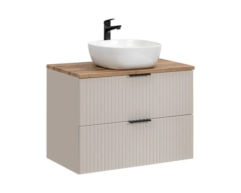 Szafka pod umywalkę ADEL CASHMERE 82-80-2S 80cm kaszmirowa z szufladami I sklep meblowy MIRAT. styl GLAMOUR, RYFLOWANY kolekcja ADEL