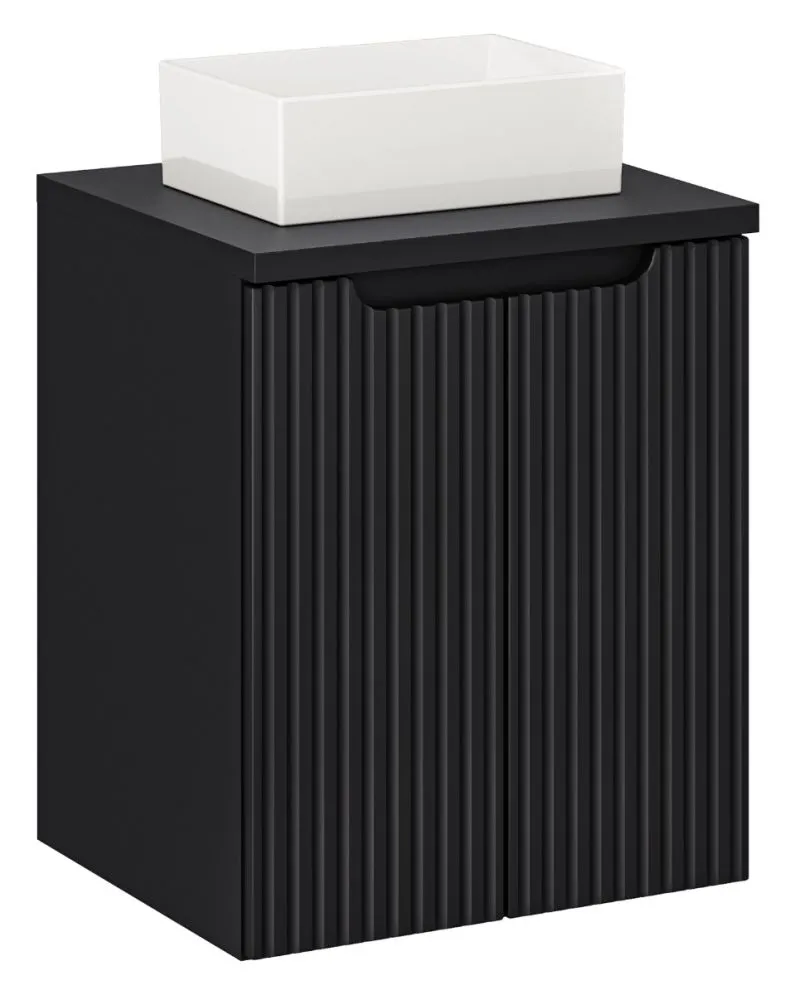 Szafka pod umywalkę NOVA BLACK 82-50-2D 50cm dwudrzwiowa czarna I sklep meblowy MIRAT. styl RYFLOWANY