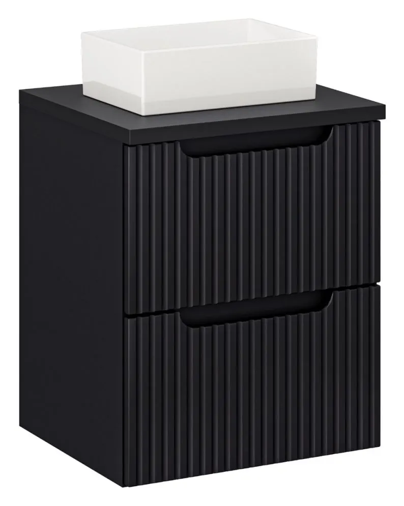 Szafka pod umywalkę NOVA BLACK 82-50-2S 50cm czarna z szufladami I sklep meblowy MIRAT. styl RYFLOWANY