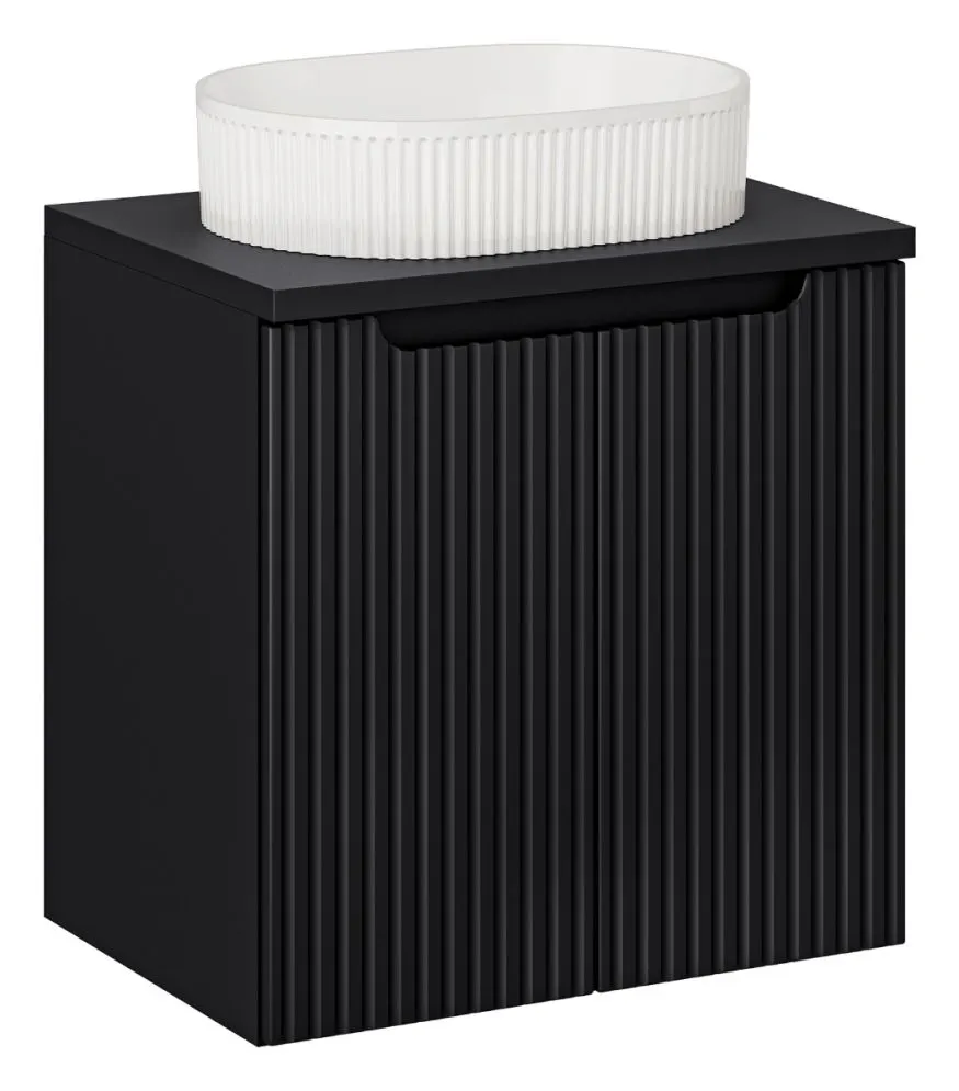 Szafka pod umywalkę NOVA BLACK 82-60-2D 60cm czarna dwudrzwiowa I sklep meblowy MIRAT. styl RYFLOWANY