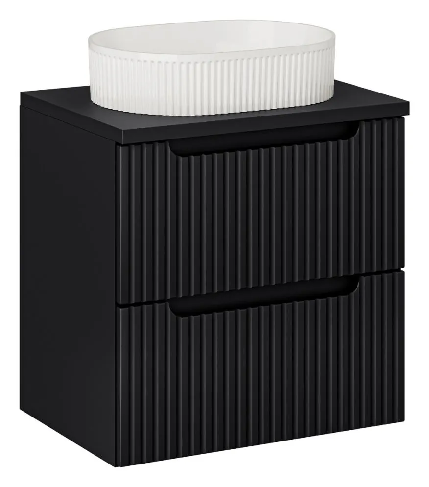 Szafka pod umywalkę NOVA BLACK 82-60-2S 60cm czarna do łazienki I sklep meblowy MIRAT. styl RYFLOWANY