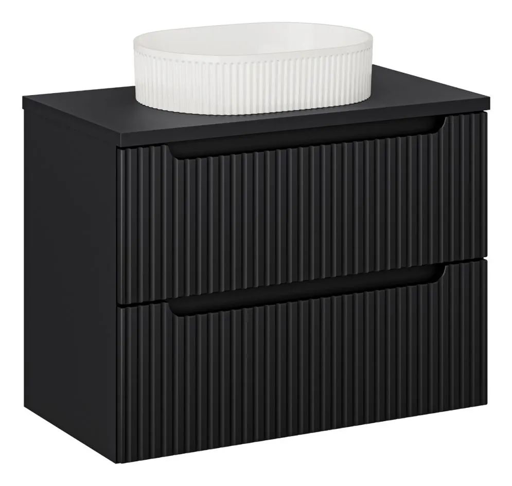 Szafka pod umywalkę NOVA BLACK 82-80-2S 80cm czarna nowoczesna I sklep meblowy MIRAT. styl RYFLOWANY