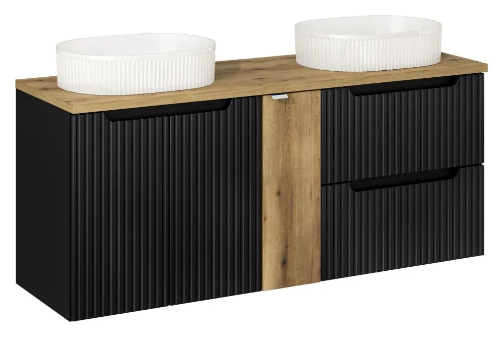 Szafka pod umywalkę NOVA BLACK 82-80-2D 80cm czarna ryflowana I sklep meblowy MIRAT. styl RYFLOWANY