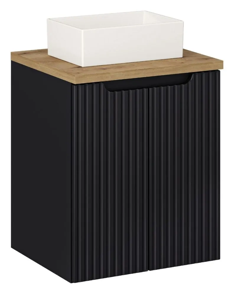 Szafka pod umywalkę NOVA BLACK 82-50-2D 50cm dwudrzwiowa czarna I sklep meblowy MIRAT. styl RYFLOWANY