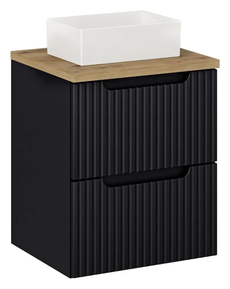 Szafka pod umywalkę NOVA BLACK 82-50-2S 50cm czarna z szufladami I sklep meblowy MIRAT. styl RYFLOWANY