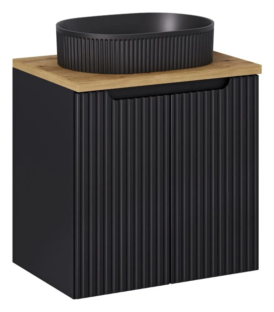 Szafka pod umywalkę NOVA BLACK 82-60-2D 60cm czarna dwudrzwiowa I sklep meblowy MIRAT. styl RYFLOWANY