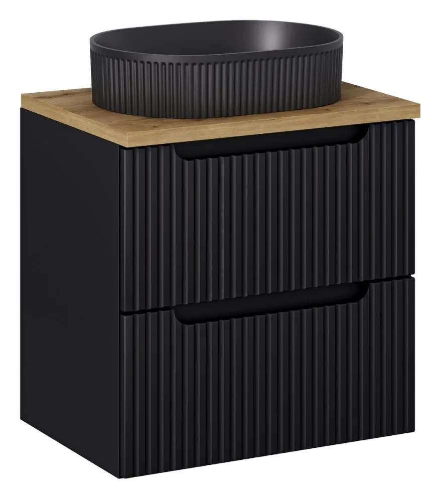 Szafka pod umywalkę NOVA BLACK 82-60-2S 60cm czarna do łazienki I sklep meblowy MIRAT. styl RYFLOWANY