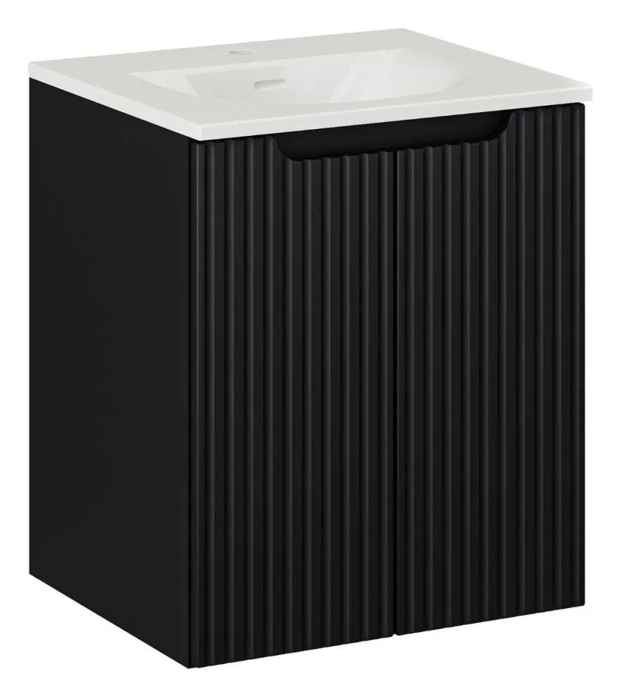 Szafka pod umywalkę NOVA BLACK 82-50-2D 50cm dwudrzwiowa czarna I sklep meblowy MIRAT. styl RYFLOWANY