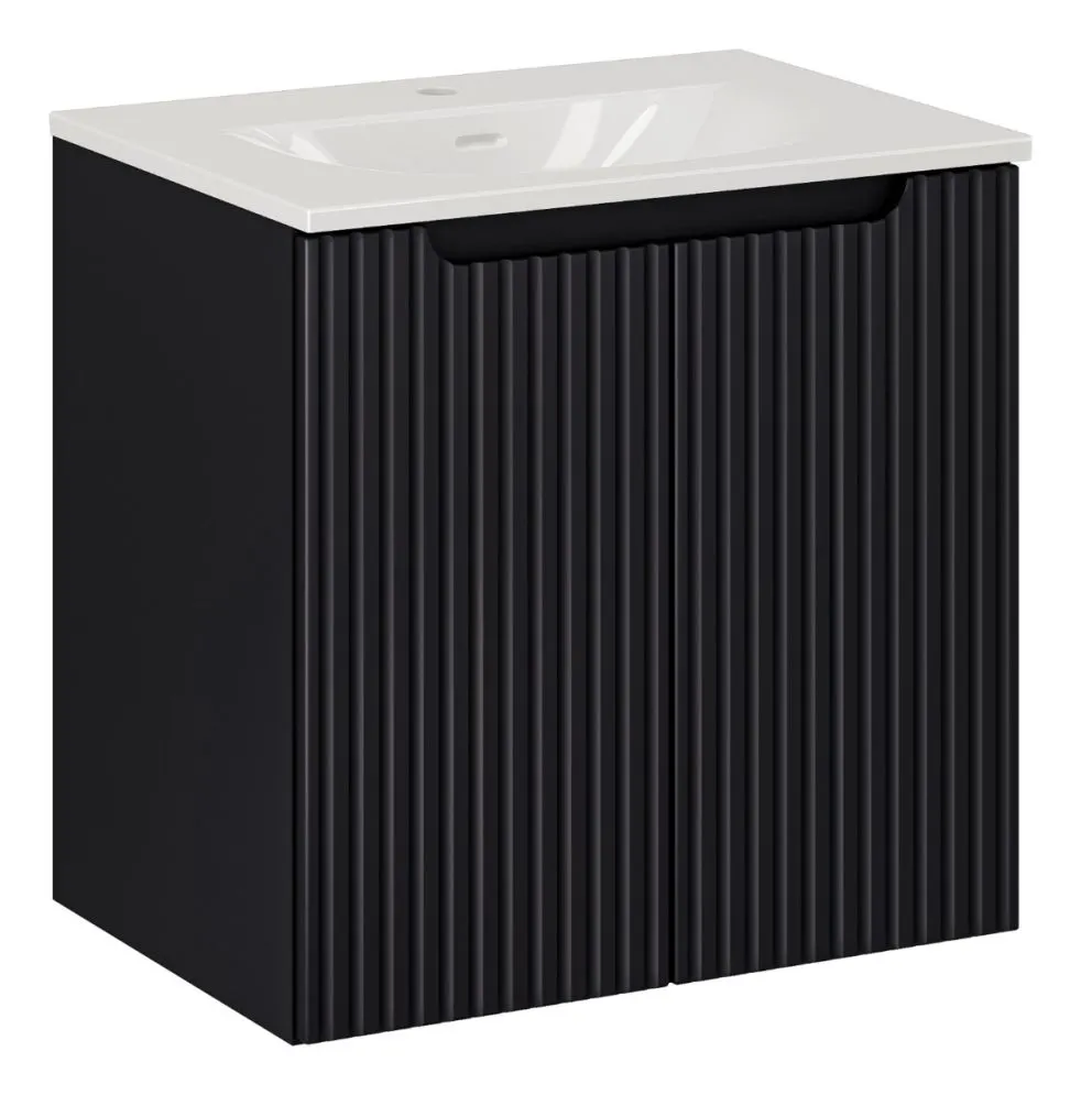 Szafka pod umywalkę NOVA BLACK 82-60-2D 60cm czarna dwudrzwiowa I sklep meblowy MIRAT. styl RYFLOWANY