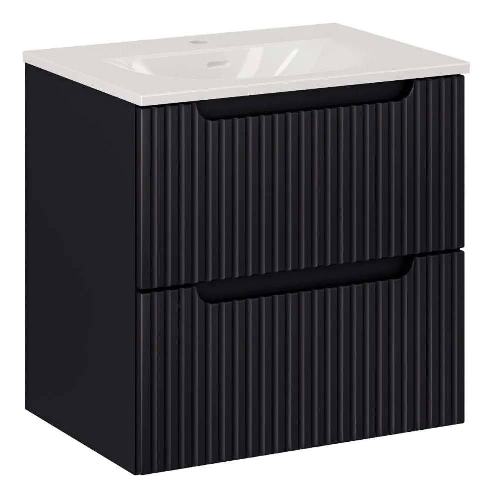 Szafka pod umywalkę NOVA BLACK 82-60-2S 60cm czarna do łazienki I sklep meblowy MIRAT. styl RYFLOWANY