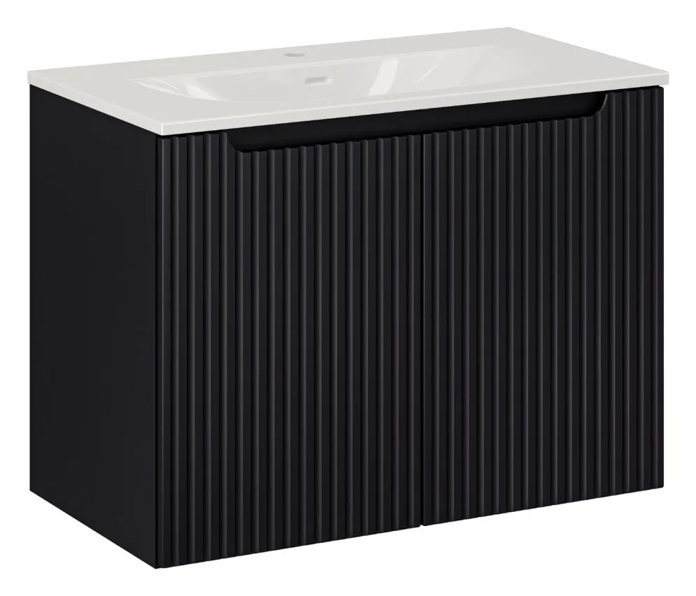 Szafka pod umywalkę NOVA BLACK 82-80-2D 80cm czarna ryflowana I sklep meblowy MIRAT. styl RYFLOWANY