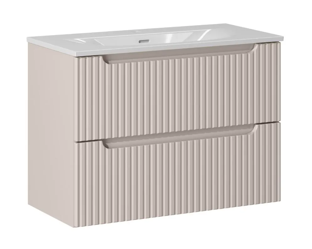 Szafka pod umywalkę NOVA CASHMERE 82-80-2S 80cm kaszmirowa z szufladami I sklep meblowy MIRAT. styl RYFLOWANY
