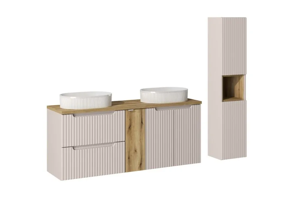 Szafka pod umywalkę NOVA CASHMERE 82-60-2S 60cm kaszmirowa z szufladami I sklep meblowy MIRAT. styl RYFLOWANY