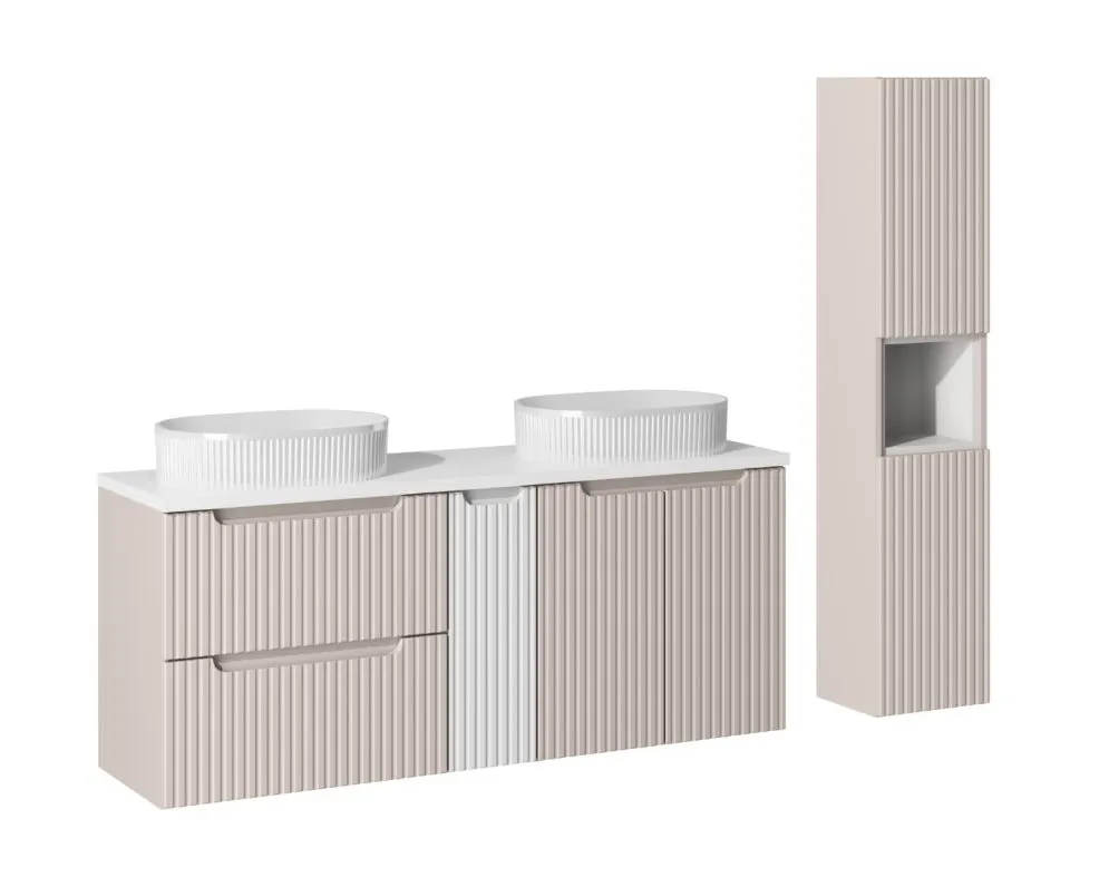 Szafka łazienkowa NOVA WHITE 81-20-1D 20cm biała wąska pod blat I sklep meblowy MIRAT. styl RYFLOWANY