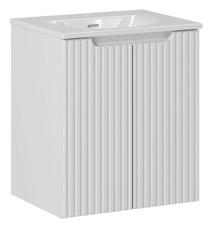 Szafka pod umywalkę NOVA WHITE 82-50-2D 50cm biała ryflowane fronty I sklep meblowy MIRAT. styl RYFLOWANY