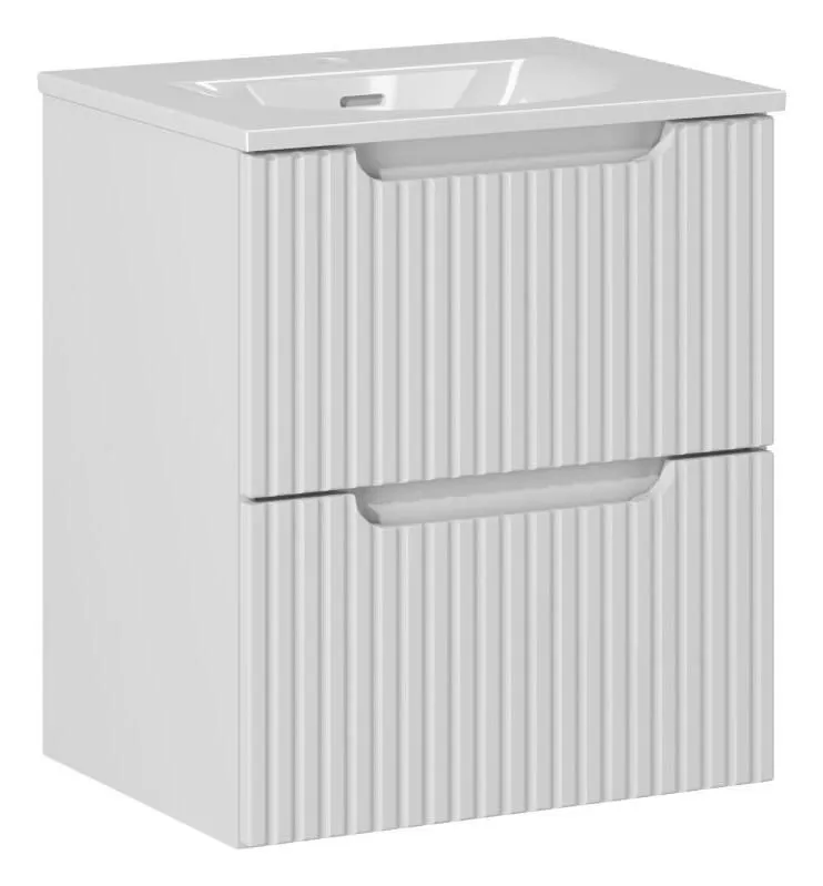 Szafka pod umywalkę NOVA WHITE 82-50-2S 50cm biała z szufladami I sklep meblowy MIRAT. styl RYFLOWANY