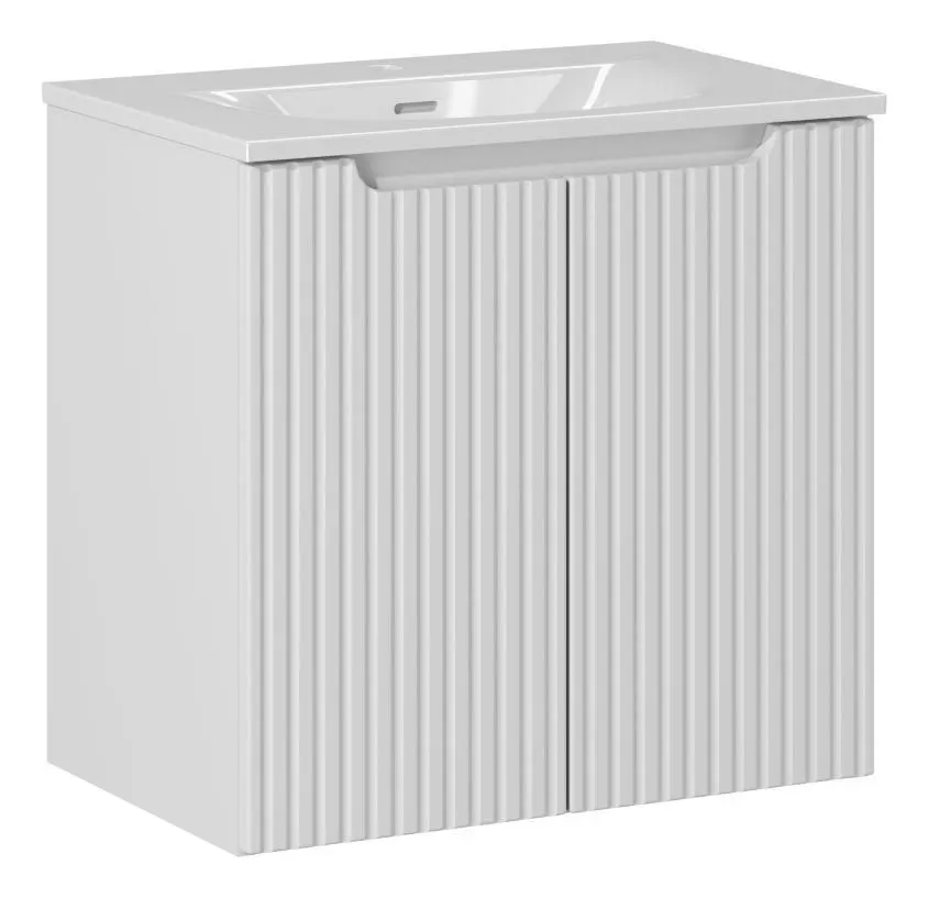 Szafka pod umywalkę NOVA WHITE 82-60-2D 60cm biała ryflowane fronty I sklep meblowy MIRAT. styl RYFLOWANY