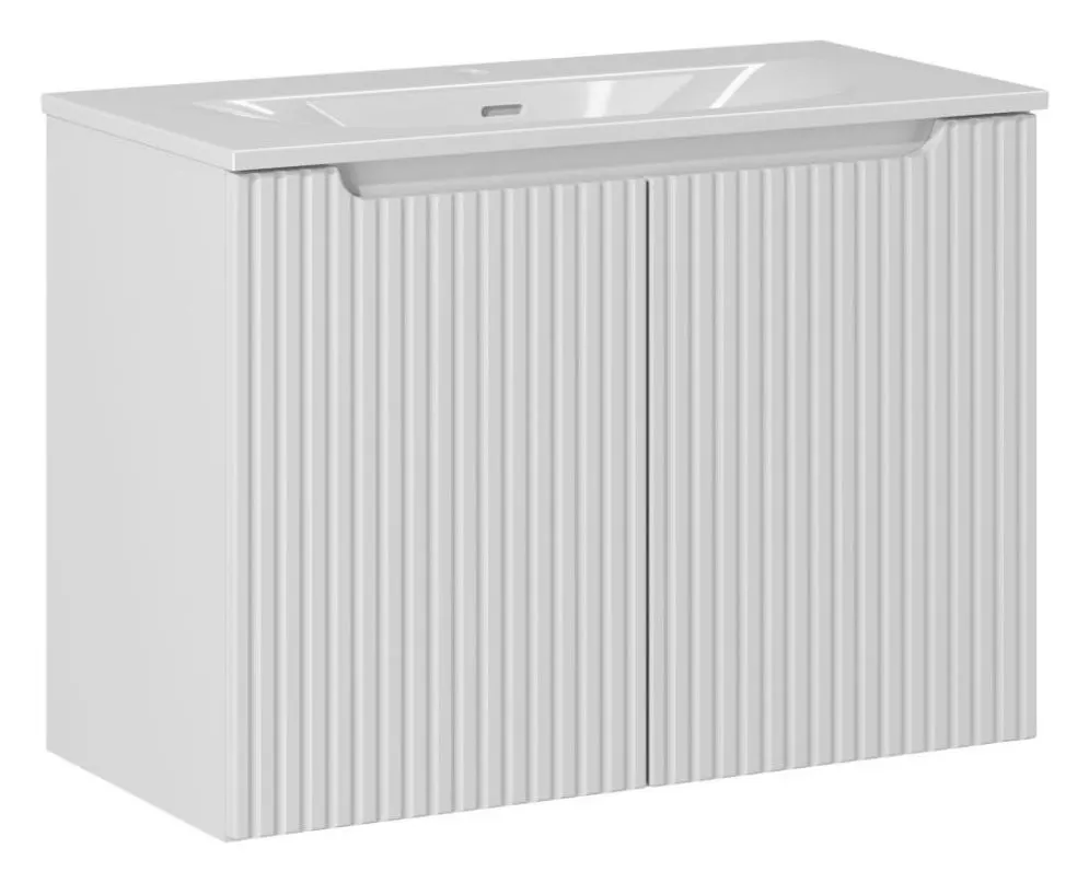 Szafka pod umywalkę NOVA WHITE 82-80-2D 80cm biała wisząca I sklep meblowy MIRAT. styl RYFLOWANY