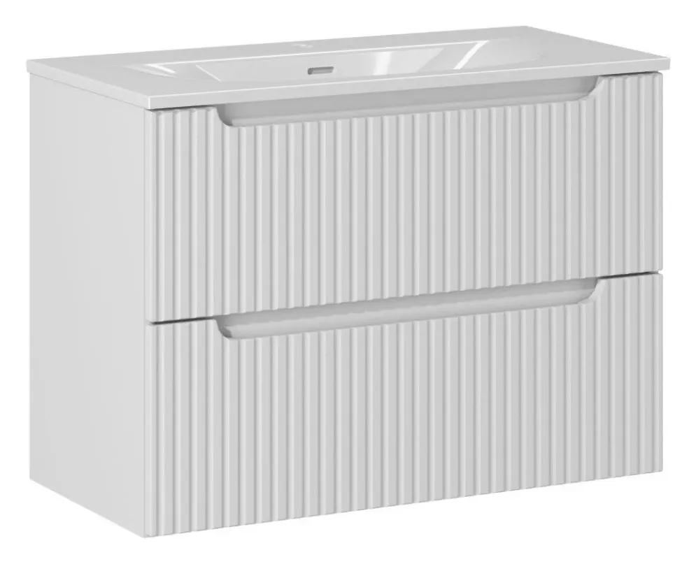 Szafka pod umywalkę NOVA WHITE 82-80-2S 80cm biała ryflowana I sklep meblowy MIRAT. styl RYFLOWANY
