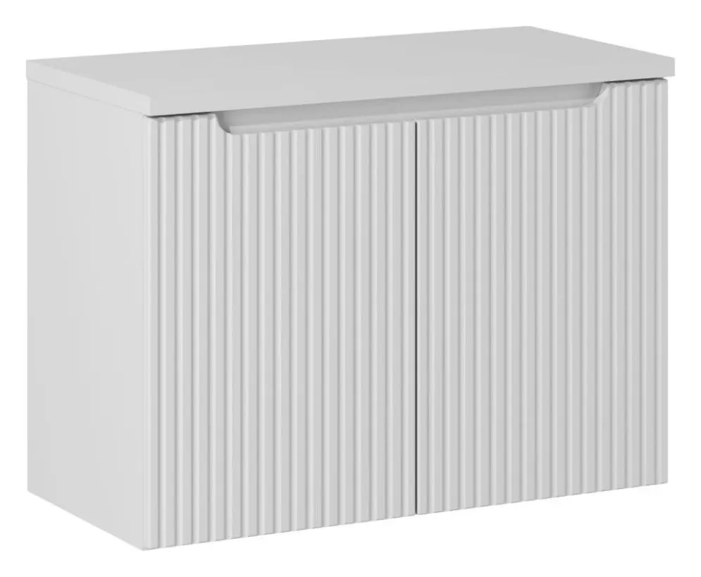 Szafka pod umywalkę NOVA WHITE 82-80-2D 80cm biała wisząca I sklep meblowy MIRAT. styl RYFLOWANY