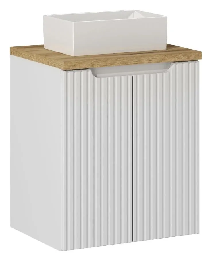 Szafka pod umywalkę NOVA WHITE 82-50-2D 50cm biała ryflowane fronty I sklep meblowy MIRAT. styl RYFLOWANY