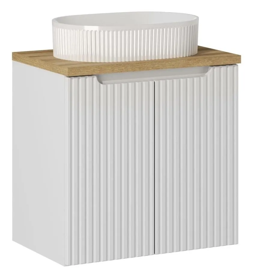 Szafka pod umywalkę NOVA WHITE 82-60-2D 60cm biała ryflowane fronty I sklep meblowy MIRAT. styl RYFLOWANY