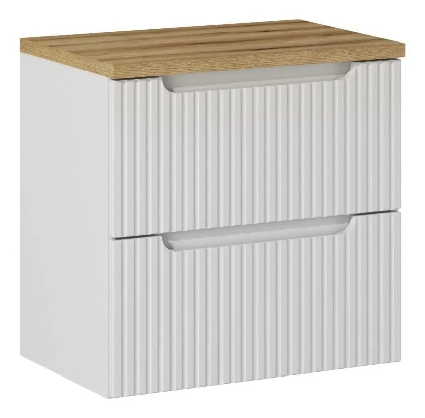 Szafka pod umywalkę NOVA WHITE 82-60-2S 60cm biała ryflowana I sklep meblowy MIRAT. styl RYFLOWANY