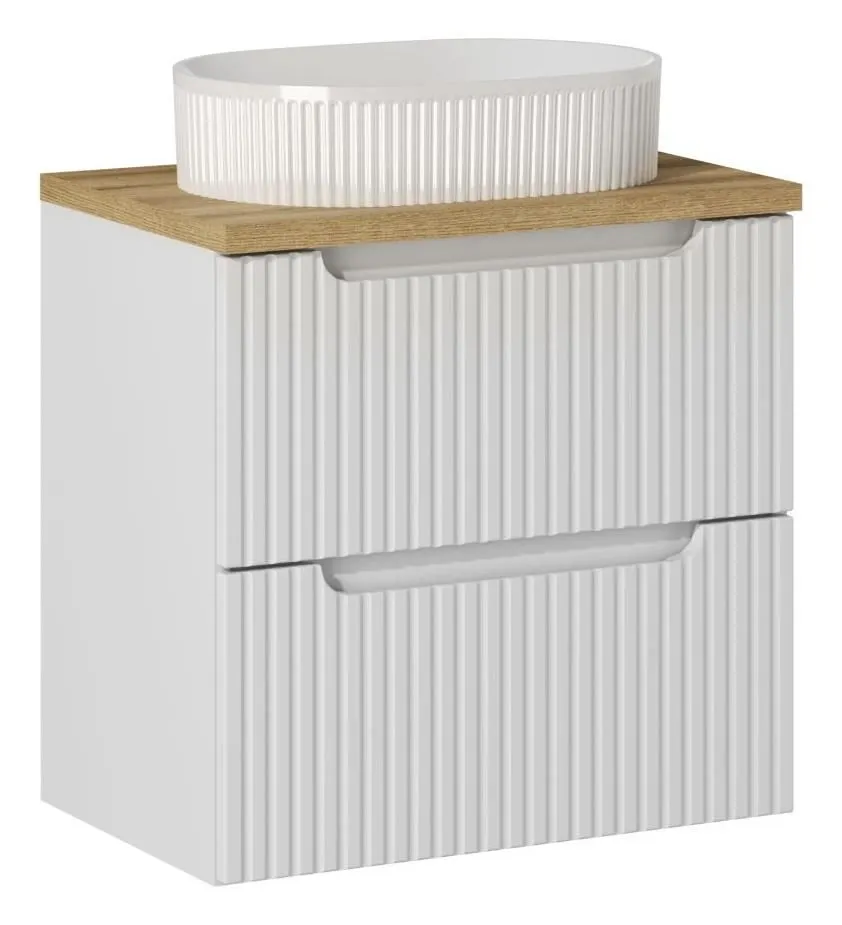 Szafka pod umywalkę NOVA WHITE 82-60-2S 60cm biała ryflowana I sklep meblowy MIRAT. styl RYFLOWANY