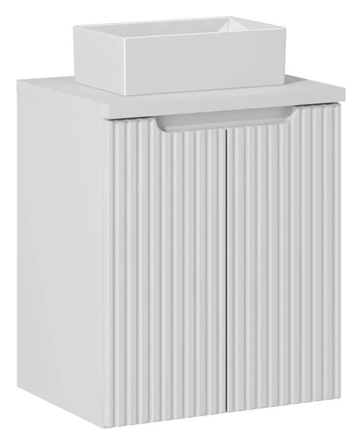 Szafka pod umywalkę NOVA WHITE 82-50-2D 50cm biała ryflowane fronty I sklep meblowy MIRAT. styl RYFLOWANY