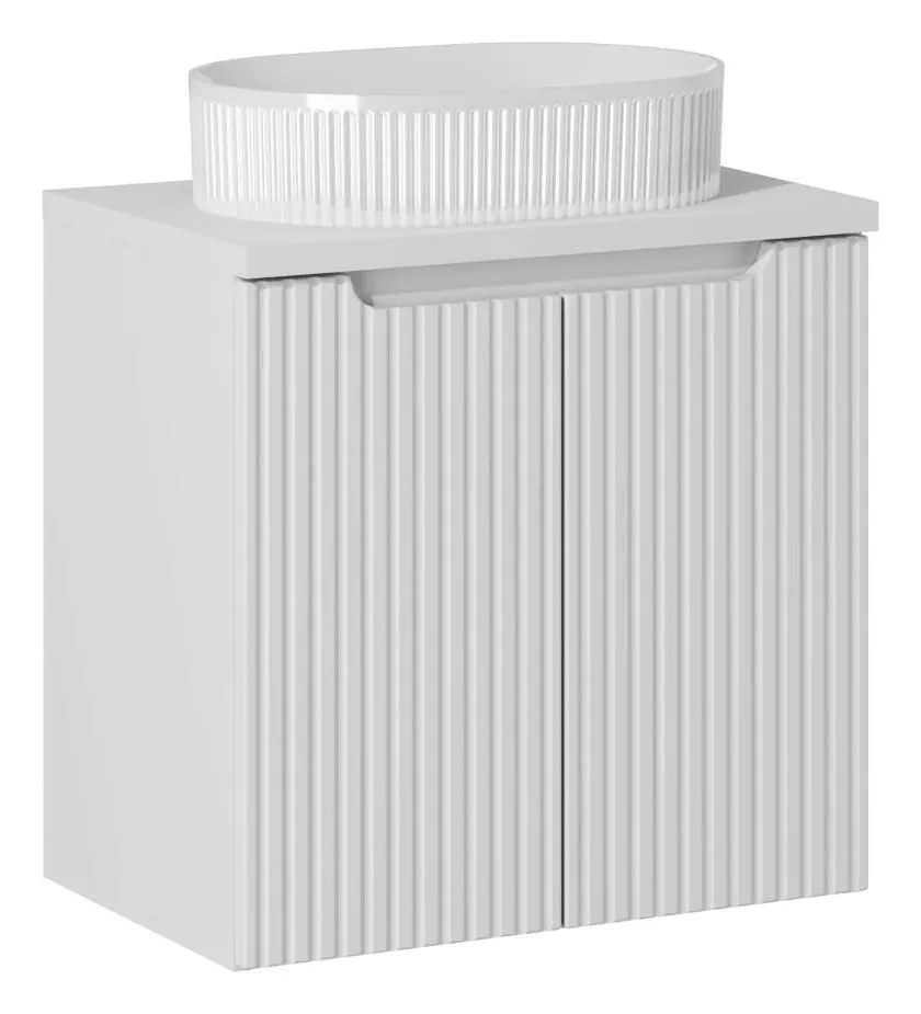 Szafka pod umywalkę NOVA WHITE 82-60-2D 60cm biała ryflowane fronty I sklep meblowy MIRAT. styl RYFLOWANY