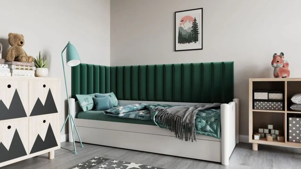 Zestaw 20 miękkich paneli tapicerowanych SQUARE 210x90x60 zielony I sklep meblowy MIRAT.